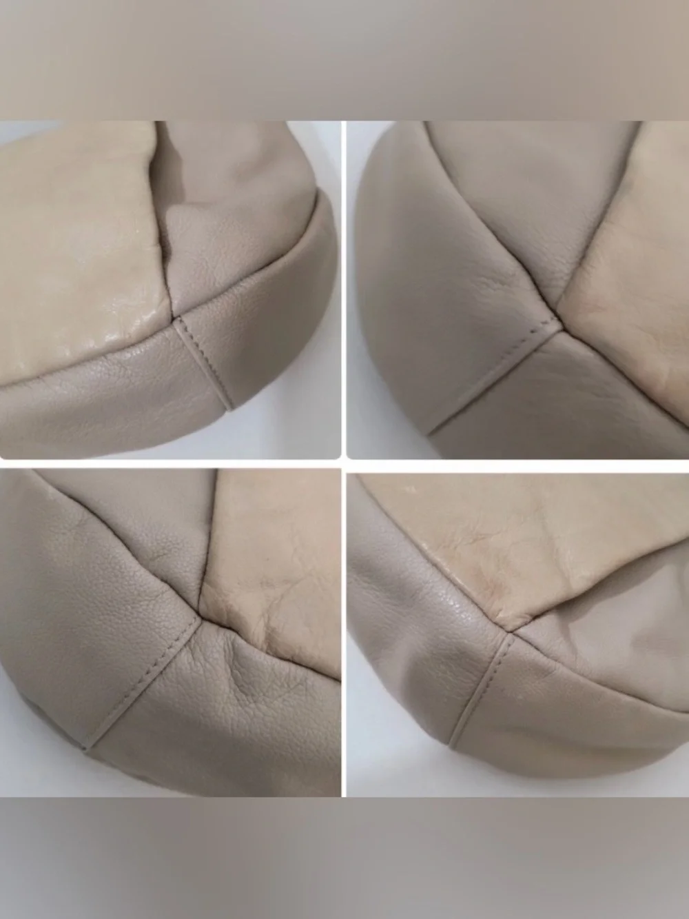 Vince Camuto Leather Hobo Shoulder Bag Taupe Tan Chain Accent Boho